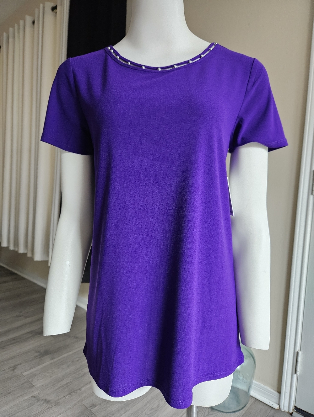 NWT 89th & Madison Purple Metallic Embellished Blouse Small